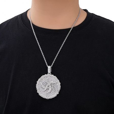 Custom hip hop necklace with a detailed dragon pendant in sterling silver.