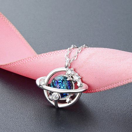 Cosmic Planet Pendant Necklace in Sterling Silver