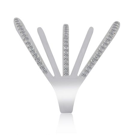 The Armor Me Chic Ring displayed on a stylish silver holder, highlighting its elegant form and brilliance.