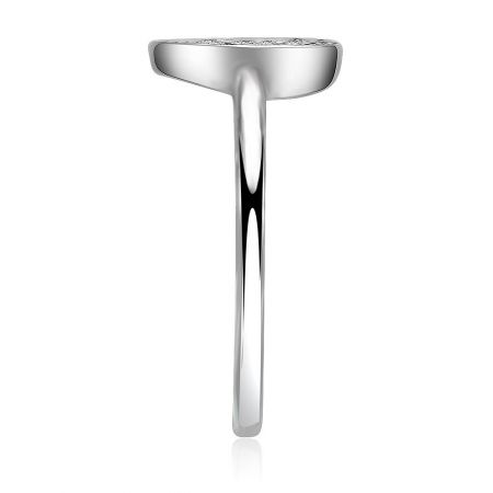 Side profile view of the Heart Silhouette CZ Ring, highlighting its slender band and detailed craftsmanship