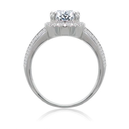 Detailed side view of the Luminous Love Ring, showcasing the central cubic zirconia and encrusted band.