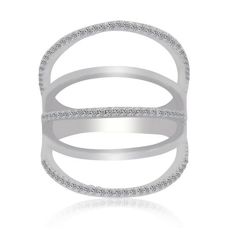 Armor Me Chic Ring - The Armor Me Chic Ring featuring a contemporary double-band design with pave cubic zirconia accents on a rhodium-plated finish.