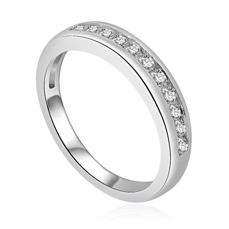 Side profile of the CZ eternity wedding band, highlighting the continuous row of brilliant cubic zirconia stones.