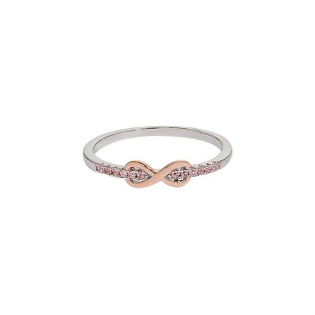 Detailed view of the Eternal Love ring featuring the pink zircon stone option.