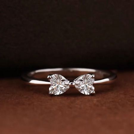 The double heart CZ ring in a stunning platinum plated finish, an alternative to the gold version.