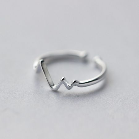 Detailed view of the 925 Sterling Silver Wave Ring, highlighting its smooth curves and craftsmanship.