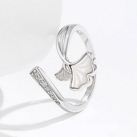 The adjustable ginkgo ring set displayed together, emphasizing its suitability as a couple's gift.