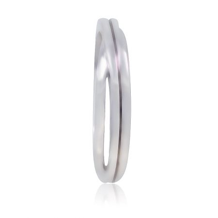 Side view of the silver split-design Interconnected Double Band Ring.