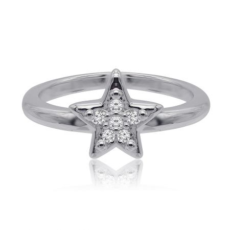 Stunning Star Polished Band Ring - Stunning Star Polished Band Ring with a star-shaped centerpiece adorned with sparkling cubic zirconia.