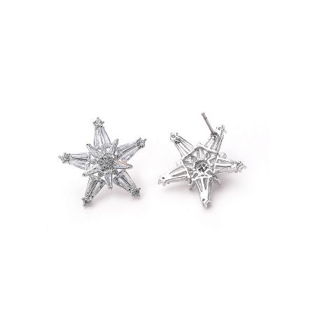 Side angle of the Dainty Star Stud Earrings, showing the rhodium-plated finish and post closure.