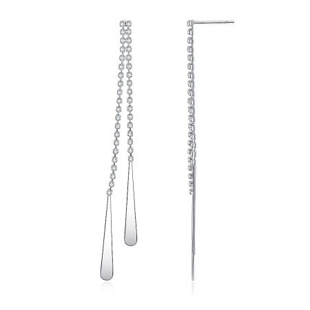 Detailed view of the silver teardrop crystal earrings showcasing the sparkling Czech crystals.