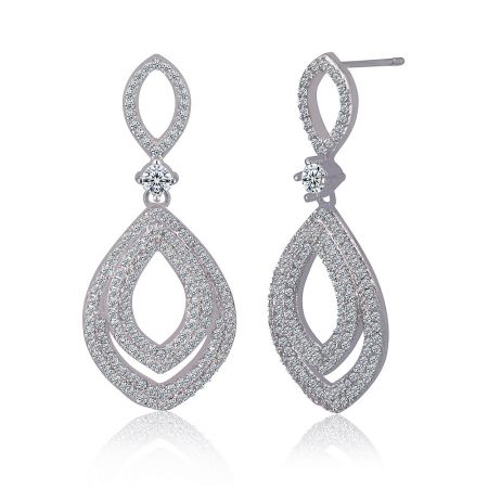 Close-up detail of the double-layered teardrop Dangle Diva Drops, highlighting the brilliant pave-set cubic zirconia stones.