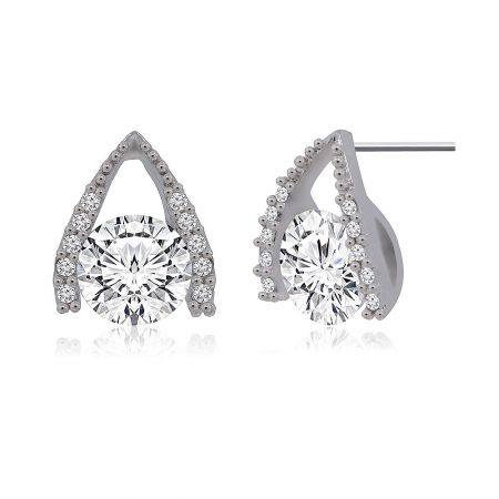 A pair of Hug CZ Stud Earrings displayed to highlight their brilliant teardrop shape and sparkling cubic zirconia stones.