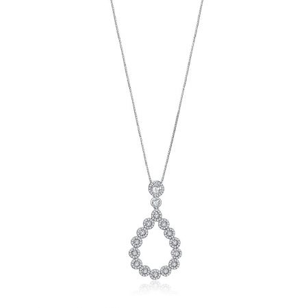 Fine Zirconia Tear Drop Necklace - Fine Zirconia Tear Drop Necklace featuring a silver teardrop-shaped pendant encrusted with sparkling cubic zirconia stones, on a delicate silver chain.