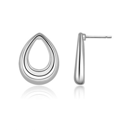 Side and back view of the teardrop click hoop earrings showing the post-back closure.