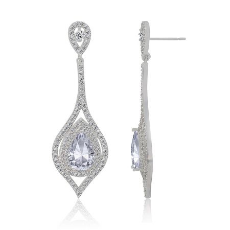 A composite image showing the front and side profiles of the Glamour Drop Earrings, displaying their elegant dimensions and craftsmanship.