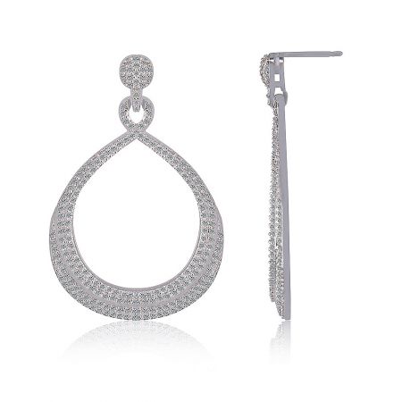 Detailed side view of the Glam On Earrings, showcasing the intricate cubic zirconia setting and post-back closure.