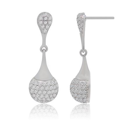 Side and front view of the white cubic zirconia teardrop earrings, showcasing their brilliant sparkle.
