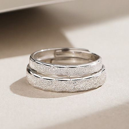 Another angle of the adjustable couple promise rings, emphasizing their elegant and minimalist design.