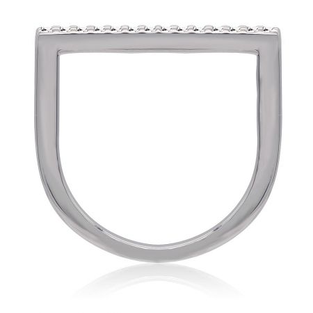 Side profile of the Slender White Gold CZ Ring, highlighting its slender band and rhodium-plated brass construction.