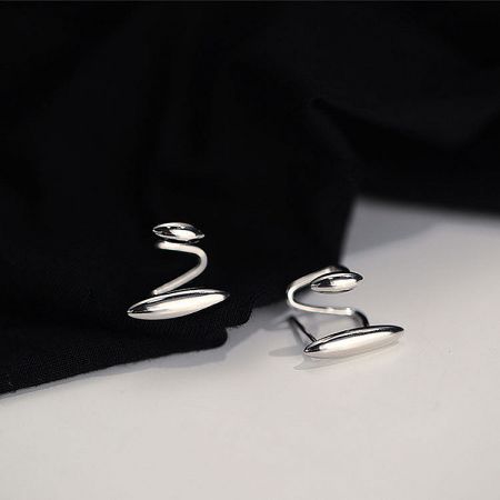 A pair of 925 sterling silver cuff earrings featuring a unique wavy design.