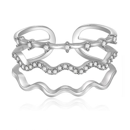 Double Wave CZ Ring