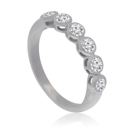 Side view of the Bezel Set Stackable Band Ring highlighting the cubic zirconia settings.