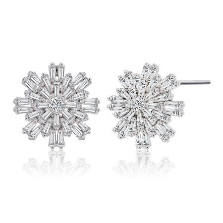 A detailed close-up of the Star Flake Statement Earring, showcasing the intricate arrangement of cubic zirconia stones.