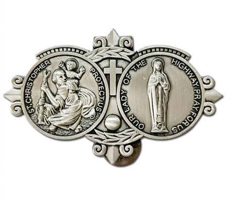 Example of a custom St. Christopher and Our Lady of the Highway medal, showcasing detailed craftsmanship.
