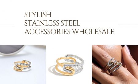 Two Tone Adjustable Rings Gold and Silver Stainless Steel Jewelry Wholesale