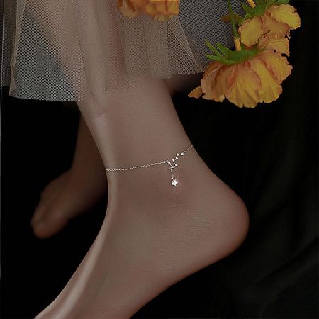 Product shot of the sterling silver Big Dipper ankle bracelet against a clean white surface.