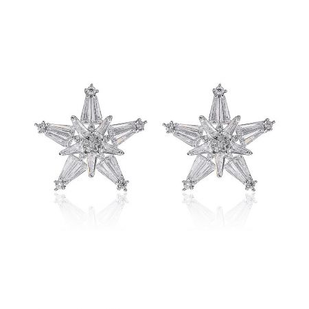 Dainty Star Stud Earrings - A pair of Dainty Star Stud Earrings with sparkling cubic zirconia, showcasing their five-pointed star design against a clean background.