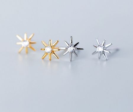 The 925 Sterling Silver Starburst Earrings shown in both gold and silver plating options.