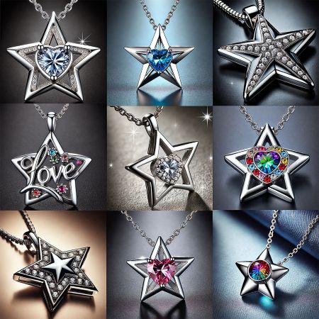 A vibrant collection of gemstone star necklaces featuring colorful crystals and cubic zirconia for an elegant look.