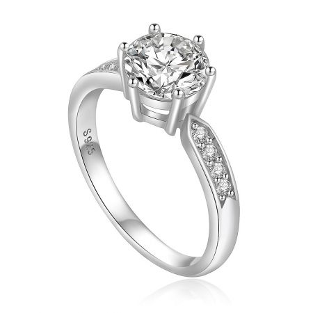 Detailed side view of the 6 Claws Solitaire Ring, showcasing the elegant prong setting and polished band.