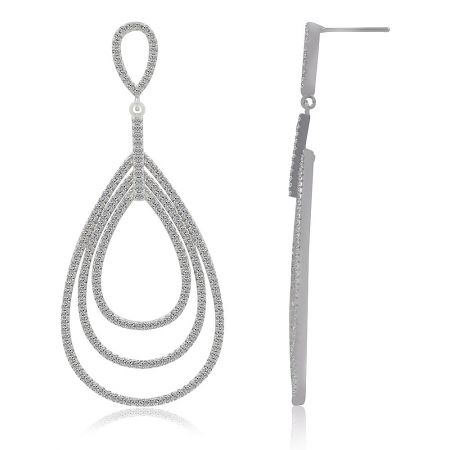 Front and side view of the Drop A Beat chandelier earrings showcasing the multi-loop design and brilliant cubic zirconia.