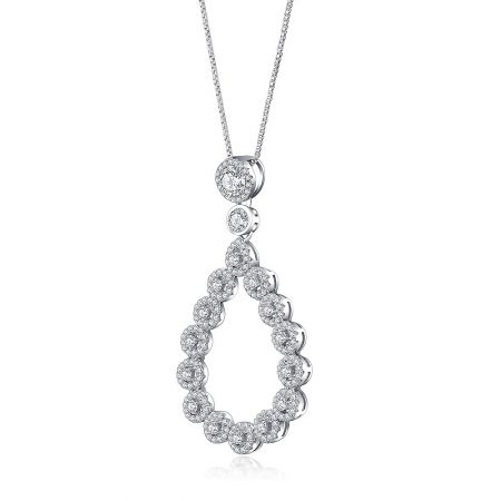 Detailed shot of the clustered cubic zirconia stones on the teardrop pendant.