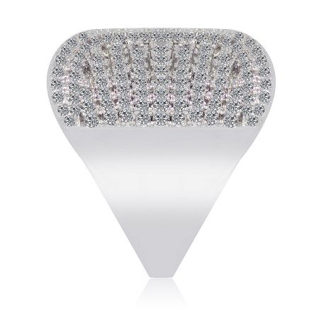 Captured Ring Finger with Cubic Zirconia - A close-up of the Captured Ring Finger, showing the intricate teardrop design encrusted with sparkling cubic zirconia stones on a rhodium-plated adjustable band.