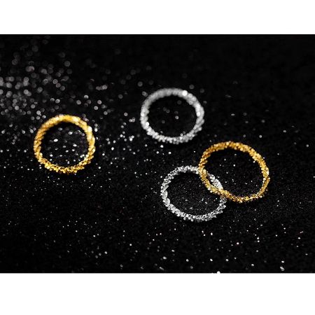 Full set of sterling silver bling rings in both gold and silver finishes.