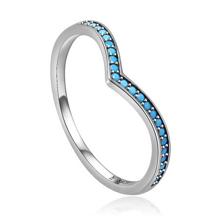 Detailed view of the Turquoise Chevron Ring showing the 925 sterling silver mark inside the band.