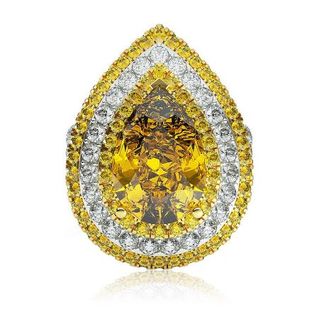 A close-up view of the Enticing Bright Ring's brilliant yellow centerpiece gemstone.