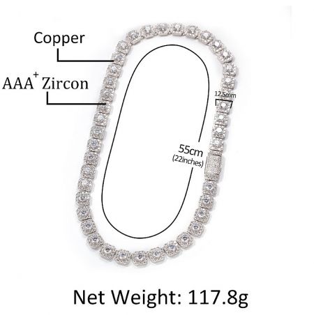 Detailed view of a zircon-encrusted hip hop bracelet, highlighting the AAA+ quality stones.