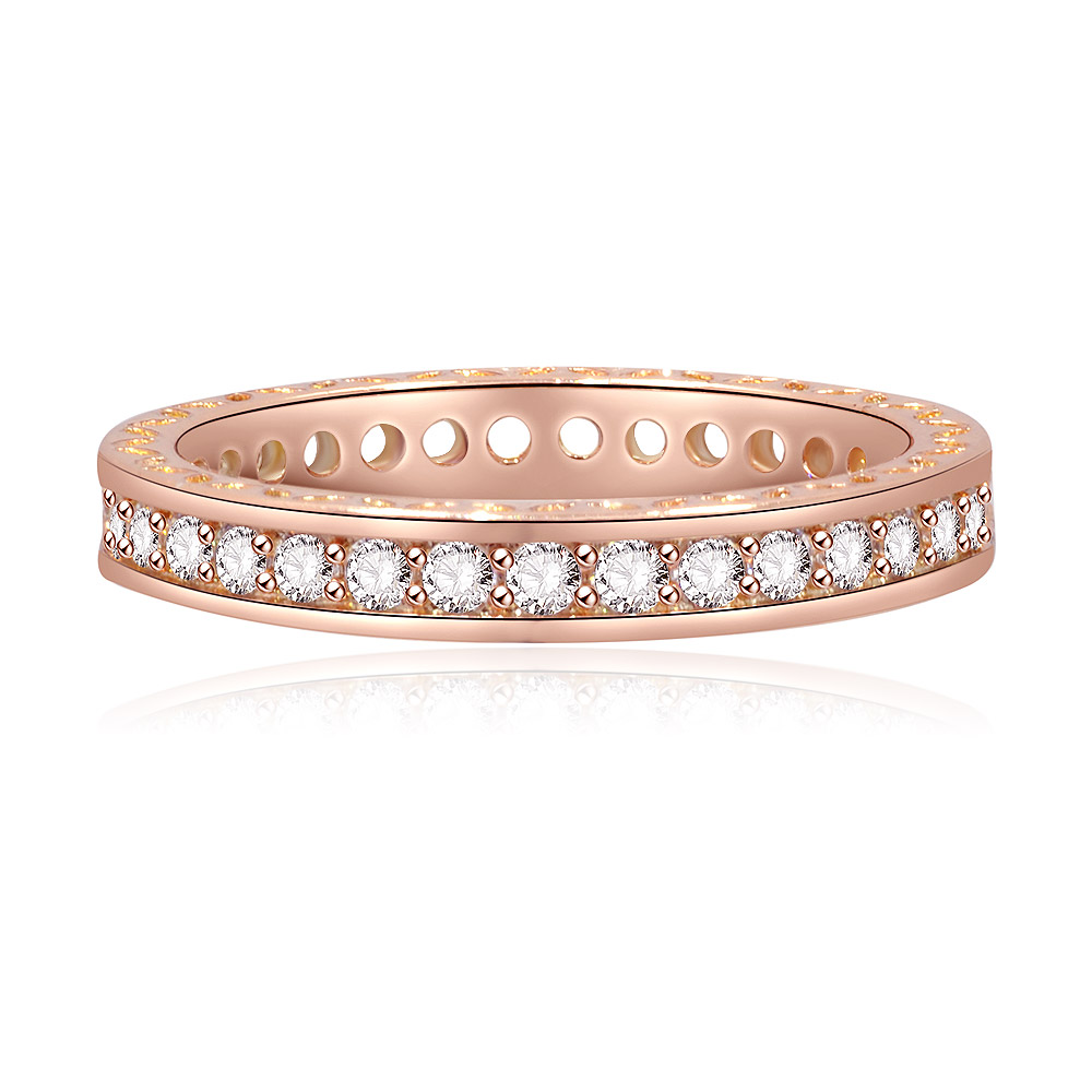 Pave Eternity Cubic Zirconia Wedding Band in a lustrous rose gold finish, showcasing brilliant-cut CZ stones.