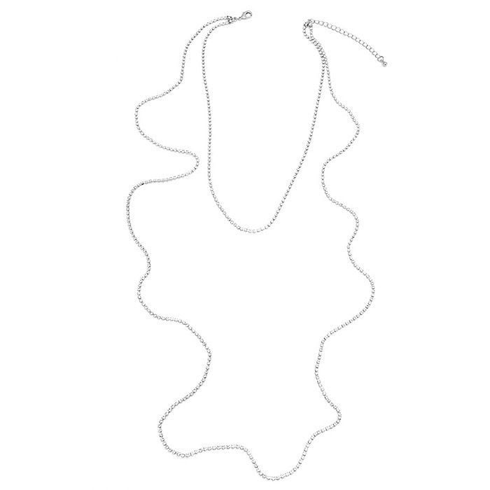 Elegant simple long choker necklace (JRN-031) featuring a silver-plated alloy chain with a distinctive wavy pattern, displayed on a white background.