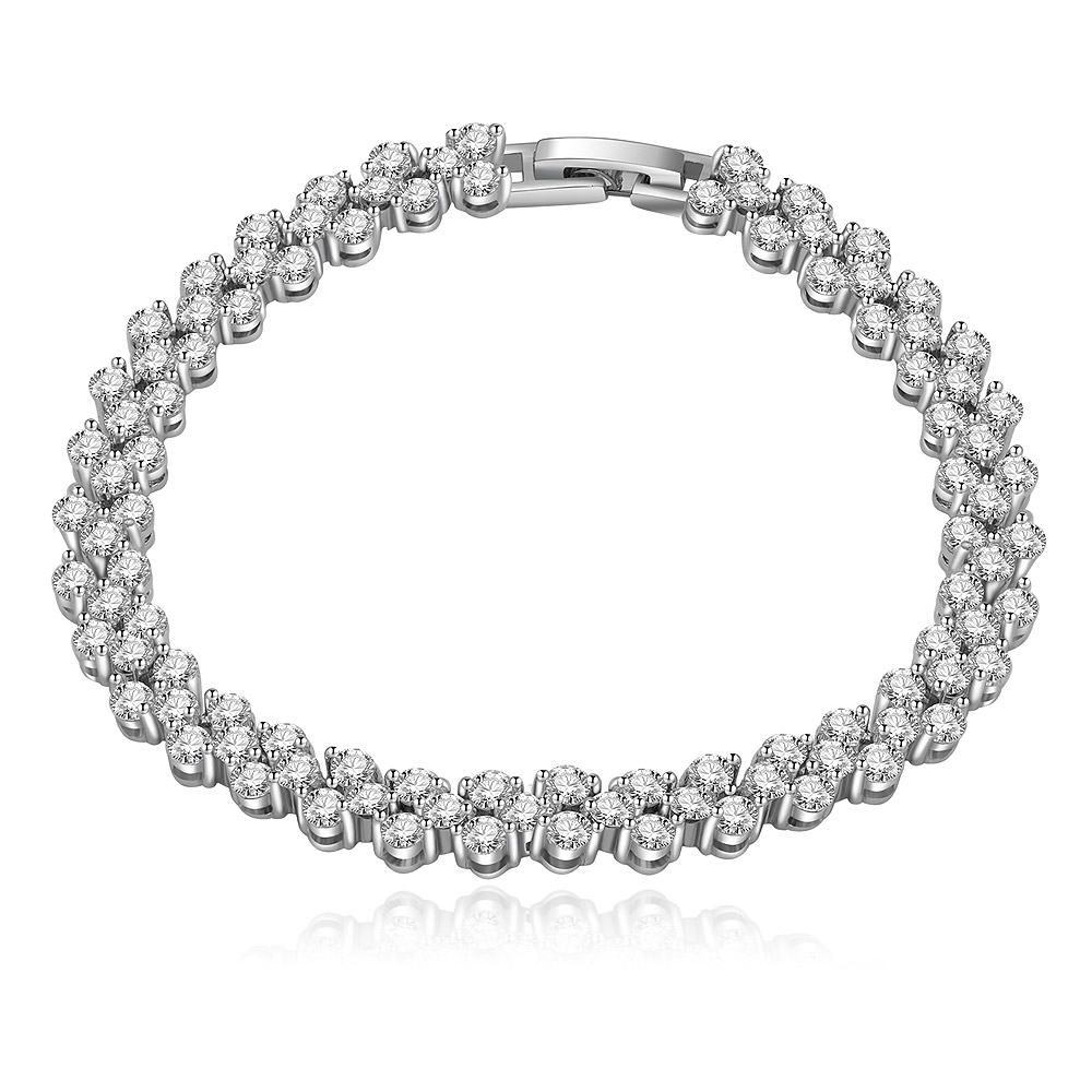 The Wave Maker Cubic Zirconia Tennis Bracelet featuring a line of sparkling 2mm stones on a rhodium-plated brass band.