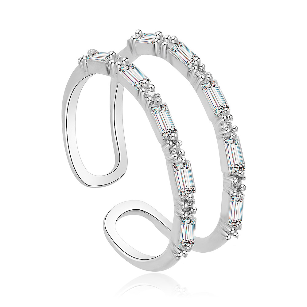 A stunning jewelry piece featuring brilliant baguette-cut cubic zirconia, showcasing the exquisite design and sparkle representative of the Round and Baguette CZ Fashion Ring.