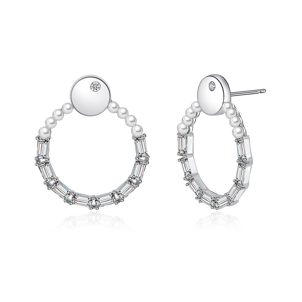 Orecchini A Perno In Argento Sterling Con Zirconia Cubica - Collezione Catherine, Regalo In Confezione Originale
