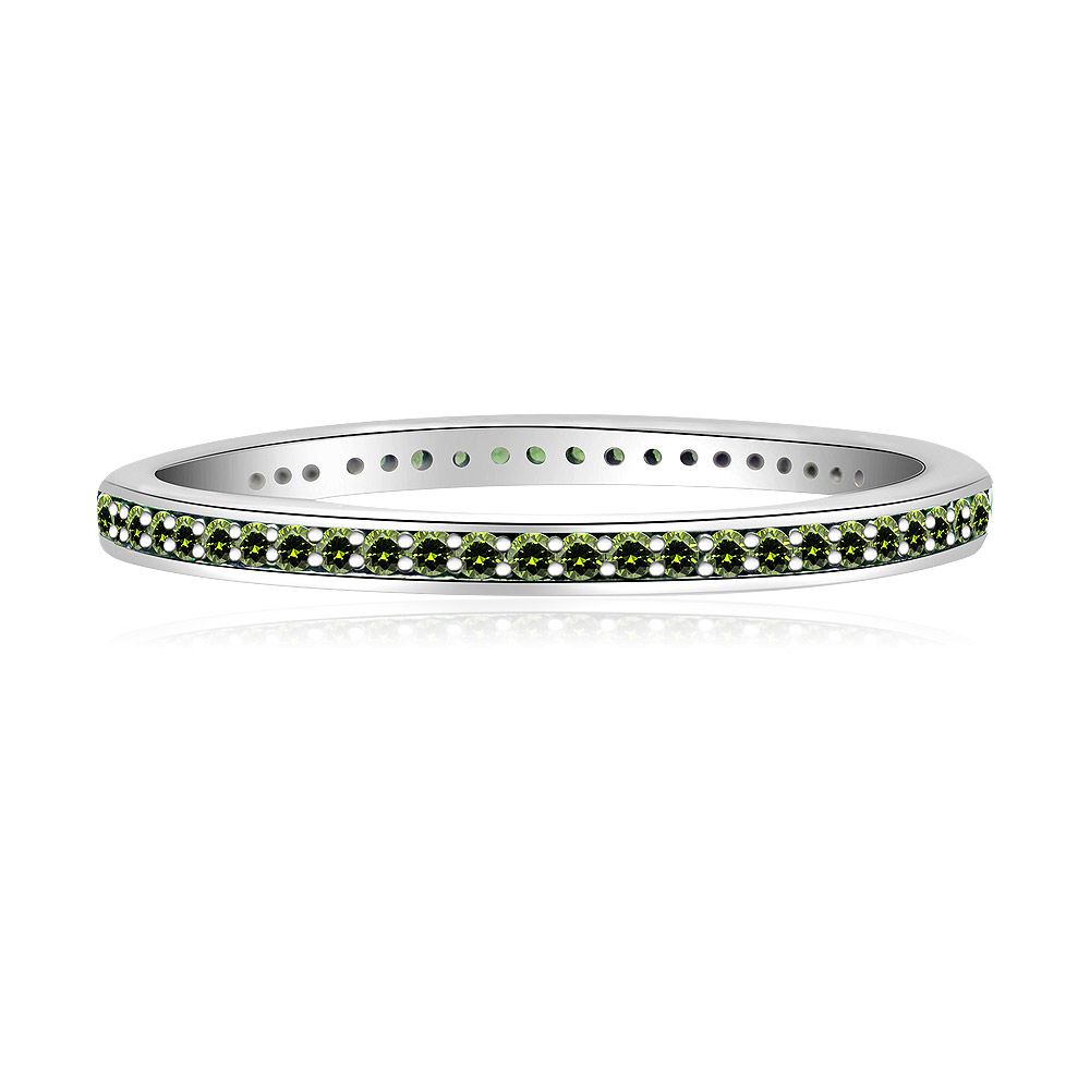 Green Silver Rings Sterling Silver Olive Green Cubic Zirconia CZ Eternity Ring | Custom ...