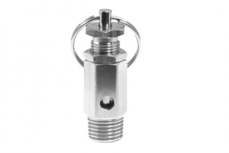 Adjustable Safety Valve - Air compressor safety valve is adjustable for protection of overpressure devices.