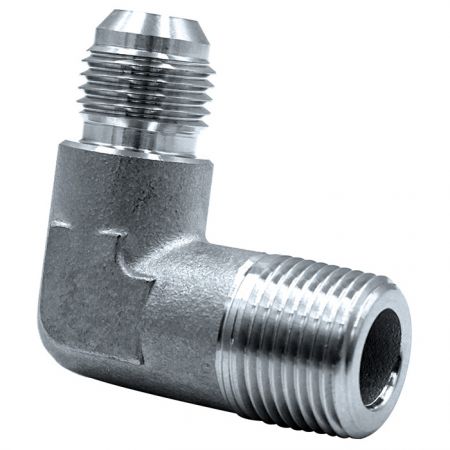 油壓37° 彎外牙接頭 (精密鑄造) - 精密鑄造喇叭口JIC 37° Flare油壓彎外牙接頭。